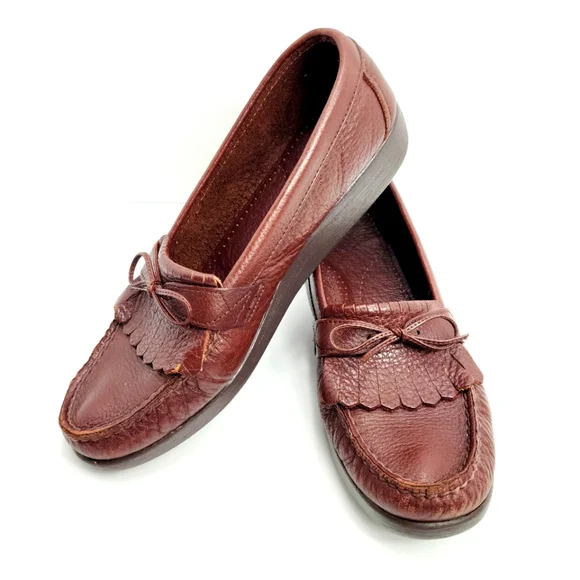 SAS| Moc Toe Leather Kittle Tassel Fringe Loafer Oxblood Ladies Double Fringe Tassel Loafer Shoes main image 4